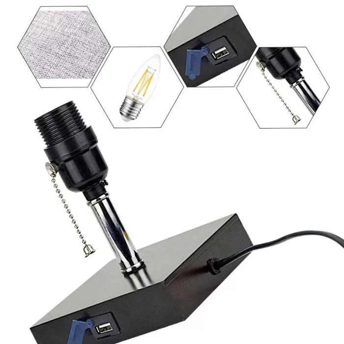 USB-прикроватная настольная лампа (Торшер) Grey Square Fab